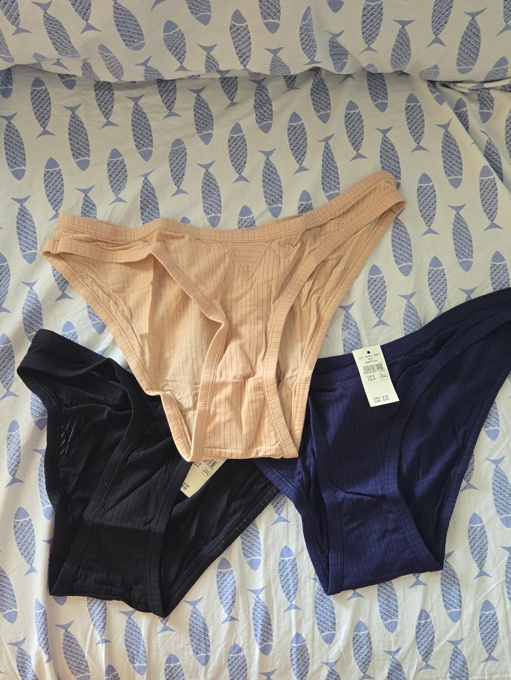 aerie Ribbed Bikini Panty Trio — Nude, Black & Navy
